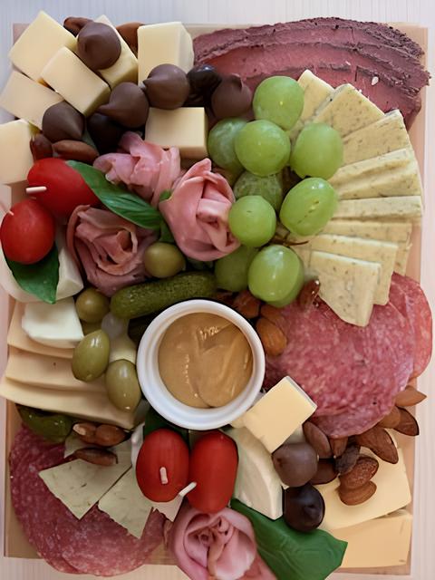 platter of food with fruit and nuts
